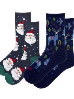 Women's HOTSOX Crew Sock Bundle | Christmas Novelty Patterns | Mix & Match | NWT